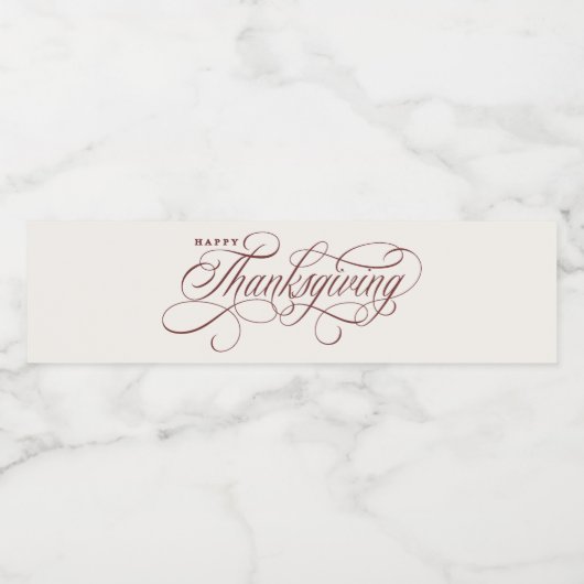 Elegant Happy Thanksgiving-script Waterfles Etiket (Enkel label)