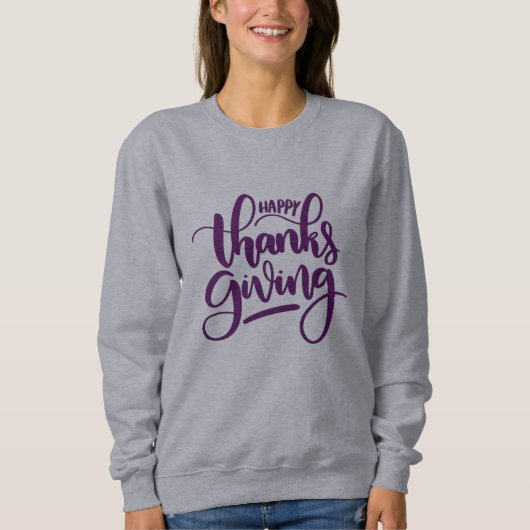 Elegant Happy Thanksgiving Typografie Trui (Voorkant)