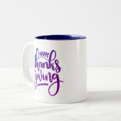 Elegant Happy Thanksgiving Typografie Tweekleurige Koffiemok (Voorkant links)