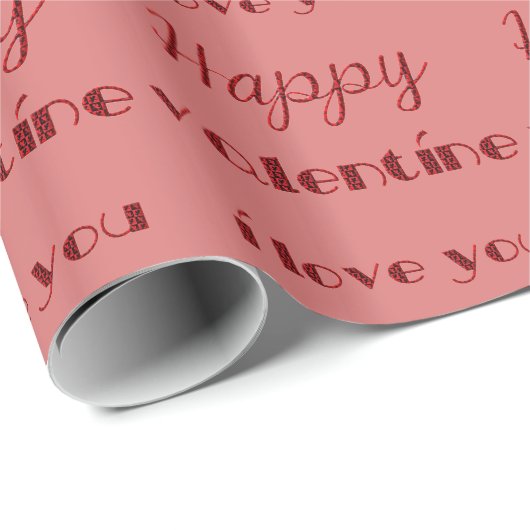 Elegant Happy Valentijn Typografie Roze Rood Cadeaupapier (Rol Hoek)