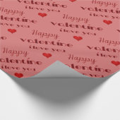 Elegant Happy Valentijn Typografie Roze Rood Hart Cadeaupapier (Hoek)