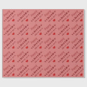 Elegant Happy Valentijn Typografie Roze Rood Hart Cadeaupapier (Vlak)