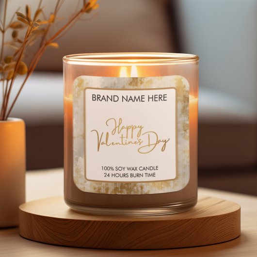 Elegant Happy Valentine’s Day Candle Label