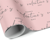 Elegant Happy Valentine's dag Blush Pink Cadeaupapier (Rol Hoek)