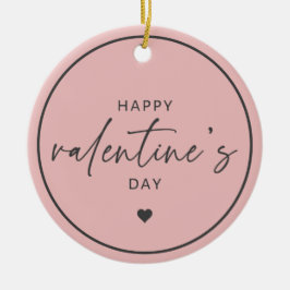 Elegant Happy Valentine's dag Blush Pink Keramisch Ornament