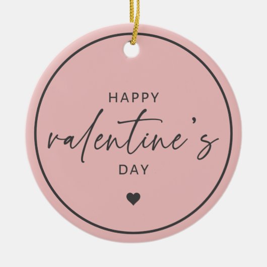 Elegant Happy Valentine's dag Blush Pink Keramisch Ornament (Voorkant)