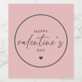 Elegant Happy Valentine's dag Blush Pink Wijn Etiket (Enkel label)