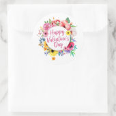 Elegant Happy Valentine's Day Floral Sticker Seal (Tas)