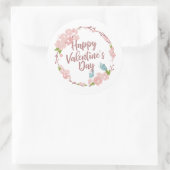 Elegant Happy Valentine's Day Floral Sticker Seal (Tas)