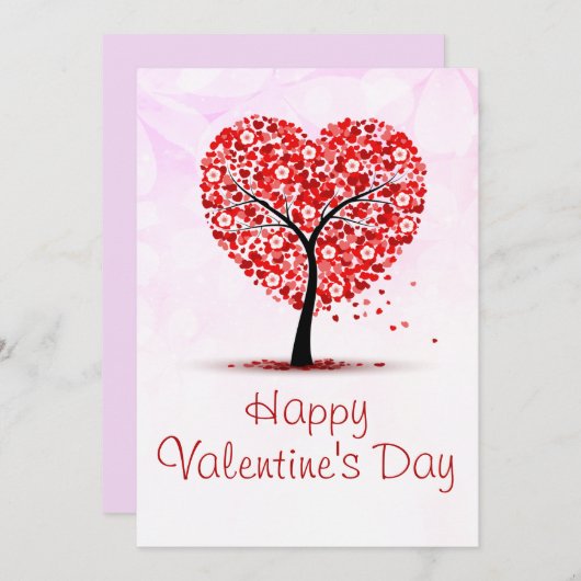 Elegant Happy Valentine's Day Heart Tree Card Feestdagenkaart (Voorkant / Achterkant)
