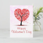Elegant Happy Valentine's Day Heart Tree Card Feestdagenkaart (Staand voorkant)