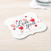 Elegant Happy Valentine's Day Kartonnen Onderzetters (Gekanteld)