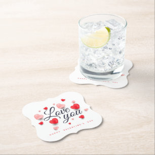 Elegant Happy Valentine's Day Kartonnen Onderzetters