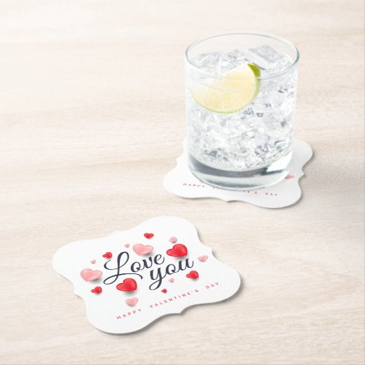Elegant Happy Valentine's Day Kartonnen Onderzetters (Insitu)