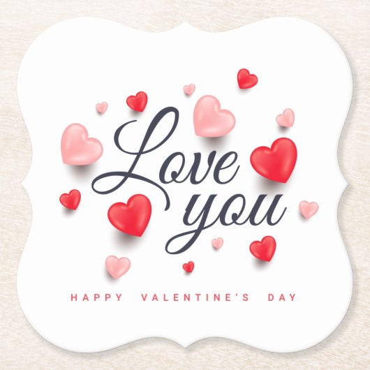 Elegant Happy Valentine's Day Kartonnen Onderzetters (Voorkant)