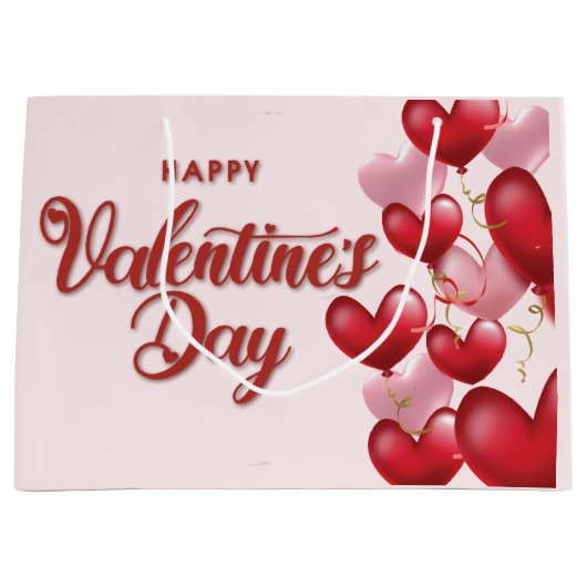 Elegant Happy Valentine's Day Large Gift Bag Groot Cadeauzakje (Voorkant)