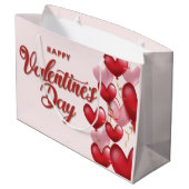 Elegant Happy Valentine's Day Large Gift Bag Groot Cadeauzakje (Achterkant Gekanteld)
