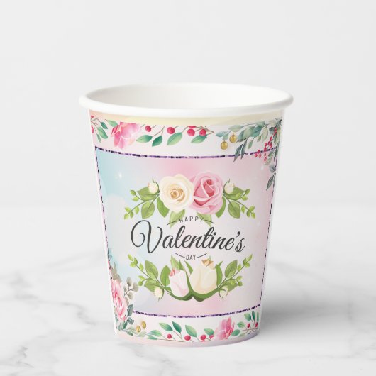 Elegant Happy Valentine's Day Papieren Bekers (Voorkant)