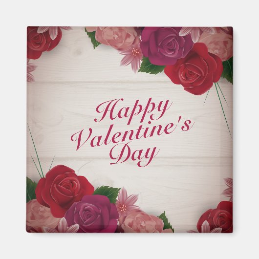 Elegant Happy Valentine's Day Rozen Lijst Magnet (Voorkant)