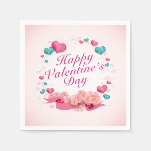 Elegant Happy Valentine's Day Snoep Harten Servet (Voorkant)