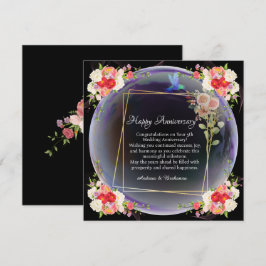 Elegant Happy Wedding Jubileum Roze Bloemen Notitiekaartje