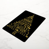 Elegant Happy Word Art - kerstmis zwart goud Folie Feestdagenkaart (Gedraaid)