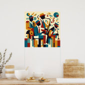 Elegant Harlem Renaissance Abstract Jazz Quartet Poster (Keuken)
