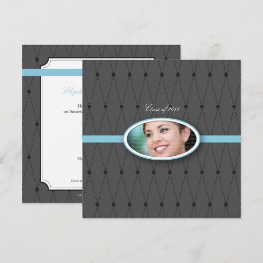 Elegant Harlequin Pattern: Blauw Kaart (Voorkant / Achterkant)