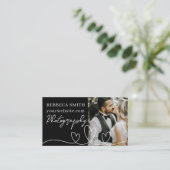 Elegant hart 2 foto collage bruiloft fotograaf visitekaartje (Staand voorkant)