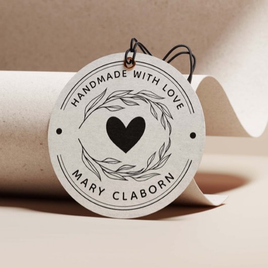 Elegant hart aangepaste naam handgemaakt met liefd rubberstempel