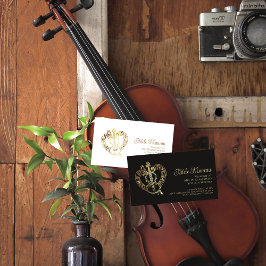 Elegant Hart B QR Code Vioolleraar Violinist Visitekaartje