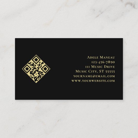 Elegant Hart B QR Code Vioolleraar Violinist Visitekaartje (Achterkant)