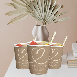 Elegant Hart Baby shower Papieren Cups Neutraal Br Papieren Bekers