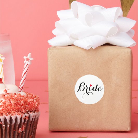 Elegant Hart Bruid Bruiloftsshower Huwelijk Ronde Sticker (Feest)
