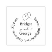 Elegant hart bruiloft & ronde retour adres zwart zelfinktende stempel (Design)