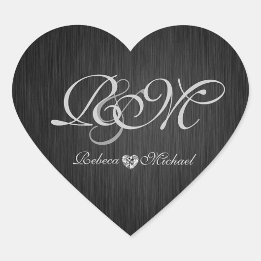 Elegant hart bruiloft Sticker met diamant (Voorkant)