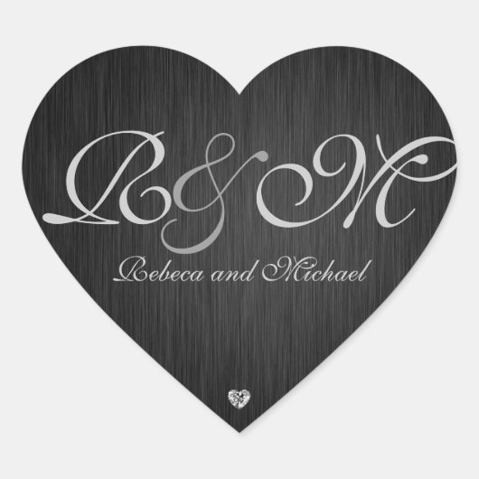 Elegant hart bruiloft Sticker met diamanten (Voorkant)