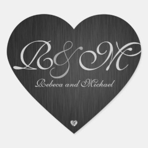 Elegant hart bruiloft Sticker met diamanten