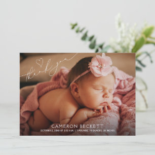 Elegant Hart Dank Je Baby Foto Geboorte Aankondiging