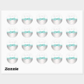 Elegant Hart en Bow Blauwgroen Blauwe Stickers (Vel)