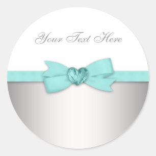 Elegant Hart en Bow Blauwgroen Blauwe Stickers