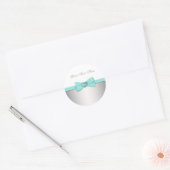 Elegant Hart en Bow Blauwgroen Blauwe Stickers (Envelop)