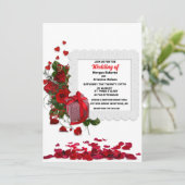 Elegant hart en rode roos romantische bloemenbruil kaart (Staand voorkant)