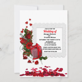 Elegant hart en rode roos romantische bloemenbruil kaart