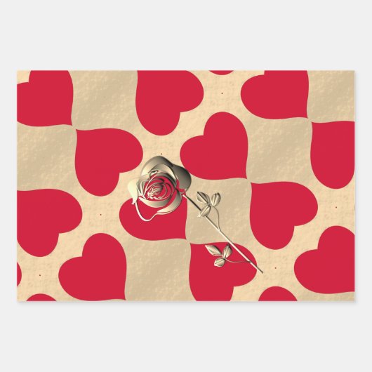 Elegant hart en Rozen Inpakpapier Vel (Voorkant 3)