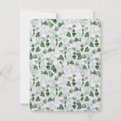 Elegant Hart Eucalyptus Bladgroen Bruiloft Details Kaart (Achterkant)