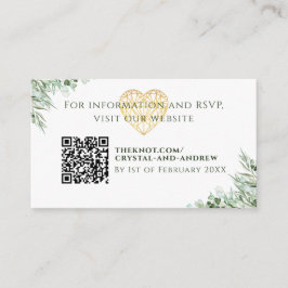 Elegant Hart Eucalyptus Bladgroen Bruiloft Website Informatiekaartje