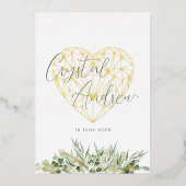 Elegant Hart Eucalyptus Foliage Formele Bruiloft Folie Uitnodiging (Voorkant)