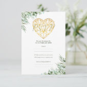 Elegant Hart Eucalyptus Foliage Formele Bruiloft RSVP Kaartje (Staand voorkant)
