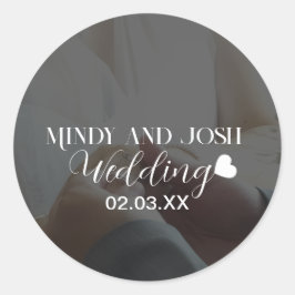 Elegant Hart Foto met Schrift Ronde Sticker